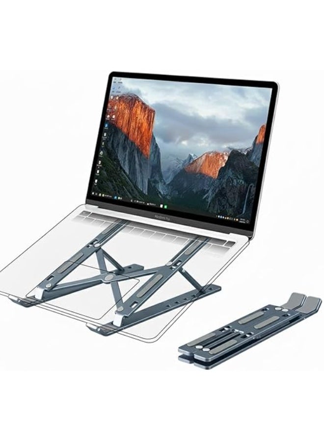 Laptop stand and holder – rust-resistant metal with anti-slip silicone – adjustable height – versatile - Image 1